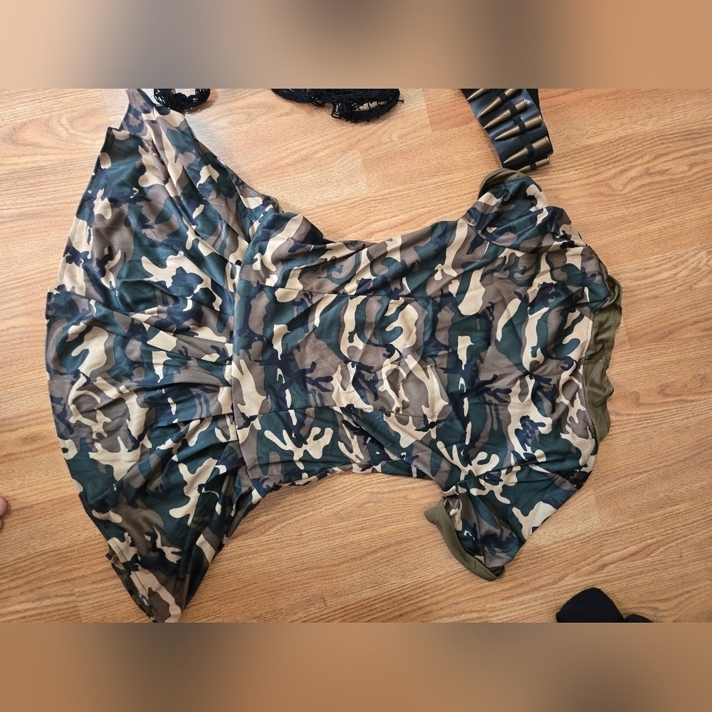 Camo Cutie Adult Large 10-12 Costume Dress with Pleated Skirt Halloween - Picture 5 of 7